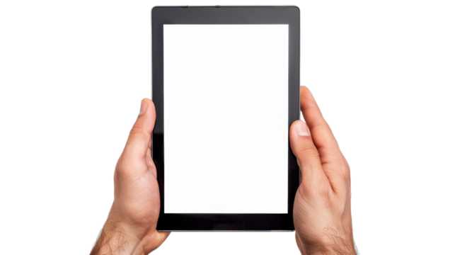 Hand man holding tablet 
