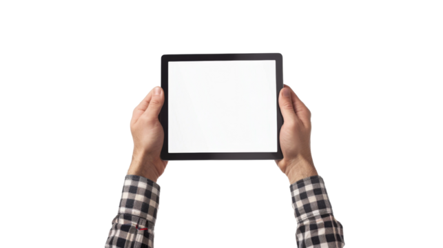 Hand man holding tablet 