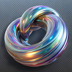 holographic twisted liquid 3d render glossy shape