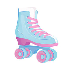 Pink and blue roller skates isolated on white background