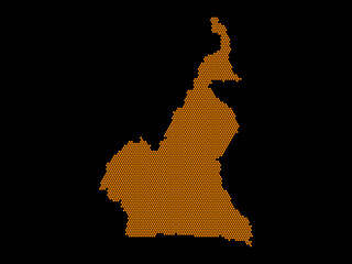 A sketching style of the map Cameroon. An abstract image for a geographical design template. Image isolated on black background.