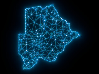 A sketching style of the map Botswana. An abstract image for a geographical design template. Image isolated on black background.