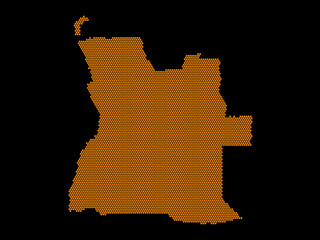 A sketching style of the map Angola. An abstract image for a geographical design template. Image isolated on black background.