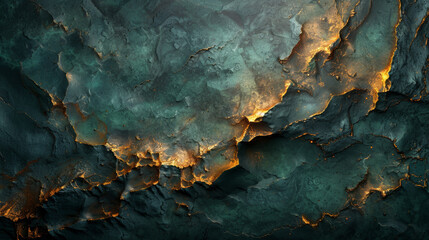Abstract textured background with dark green hues and golden accents, creating a striking contrast