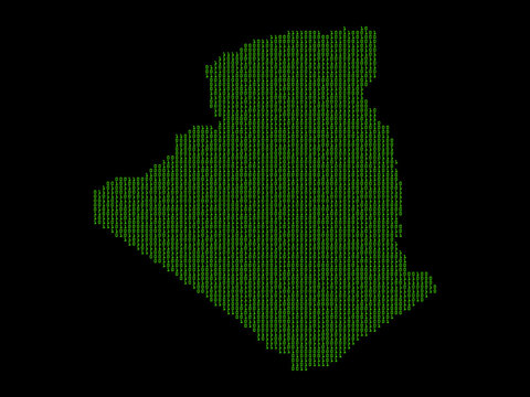 A sketching style of the map Algeria. An abstract image for a geographical design template. Image isolated on black background.