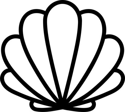 shell black line icon, scallop shellfish pearl logo, sea shell symbol