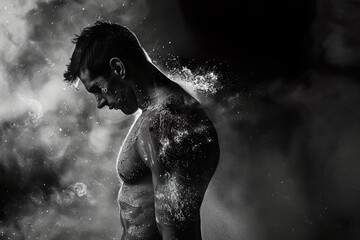 Monochrome Athlete: A Moment Caught in Mist