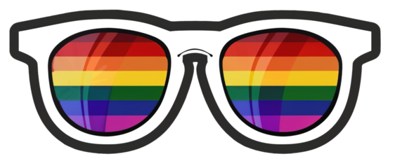 Rainbow sunglasses sticker for pride month over isolated white transparent background, Pride Day concept