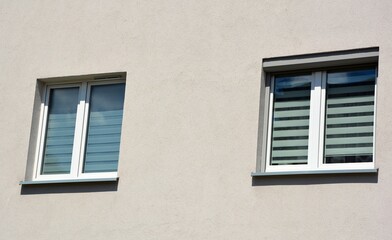 Windows with day and night curtain blinds
