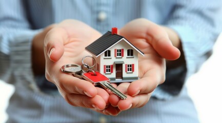 give house and key - concept of real estate purchase