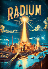 publicité vintage des années 50 faisant la promotion du radium comme énergie du futur
 - obrazy, fototapety, plakaty