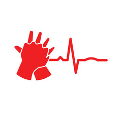 CPR logo. Medical resuscitation In an emergency. Vector clipart medical signs red icon image isolated on white background design illustration