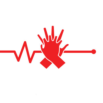 CPR logo. Medical resuscitation In an emergency. Vector clipart medical signs red icon image isolated on white background design illustration