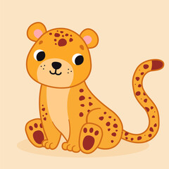 Cute cartoon leopard. Illustration for children. Vector illustration