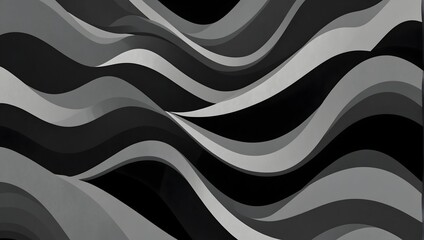  a dynamic vector backdrop featuring abstract waves in shades of black and grey, artfully integrating negative space Generative AI
