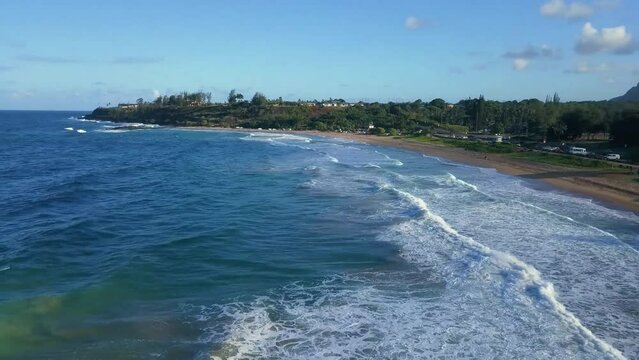 Mesmerizing Ocean Waves Gently Caress the Sandy Beach of Hawaii Tropical Paradise