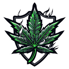Marijuana leaves on a white background, cannabis vector logo. Cannabis icon. Cannabis sticker. Cannabis logotype