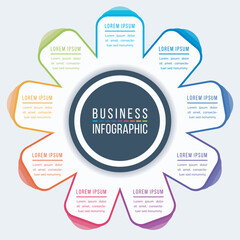 Fototapeta premium Infographic business design 9 Steps, objects, elements or options circle infographic template for business information