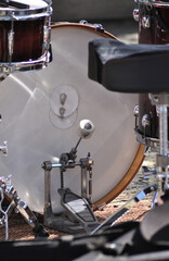 Bass drum from a drum with a pedal, rhythm musical instrument