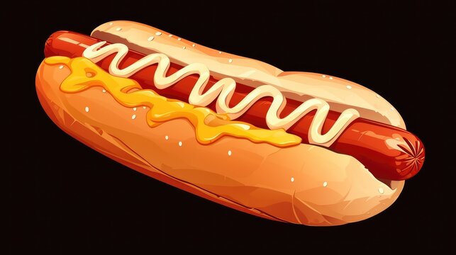 Illustration of a hot dog icon in 2d format perfect for designing purposes