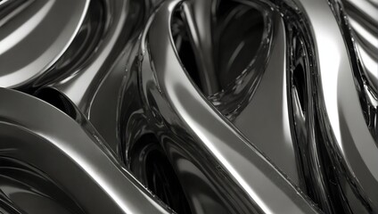 3D-rendered chrome metallic band resembling a flowing abstract metal shape Generative AI