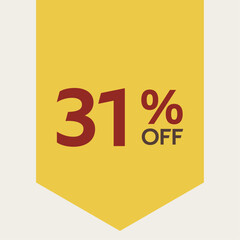 31% percent discount tag. for sale. promotion. special offer promotion. discount percentage. vector 