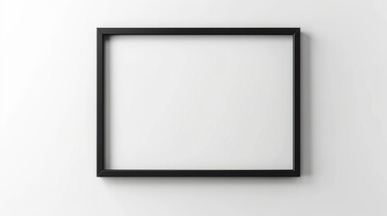 A minimalist black photo frame hanging on a clean white wall. Minimalist photo frames for you.