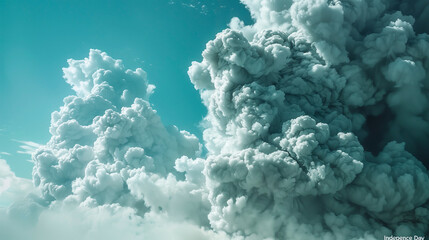 Clouds of smoke in the sky after a big explosion - obrazy, fototapety, plakaty