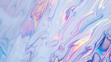 Rainbow abstract smooth holographic background with pearlescent gradient, texture with foil metallic effect in pastel colors