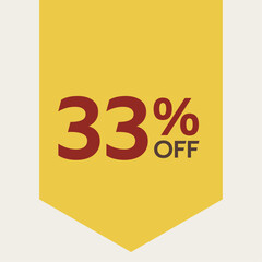 33% percent discount tag. for sale. promotion. special offer promotion. discount percentage. vector 