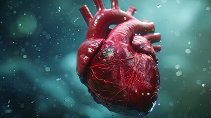 Human heart medical digital anatomy concept drawing painting art wallpaper background - obrazy, fototapety, plakaty