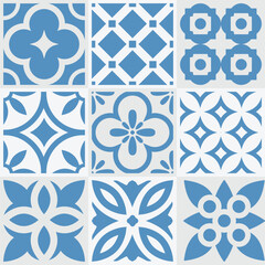 Set Decorative Blue Tile