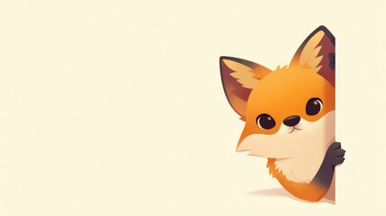Obraz premium Illustration of an Adorable Fox Peeking Out 2d Graphic