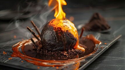 Flaming Chocolate Dessert