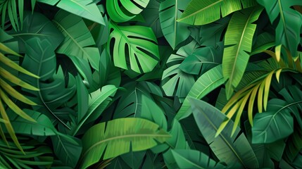 Tropic jungle forest flowers wildlife concept drawing painting art wallpaper background