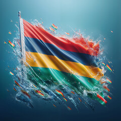 3D rendered Mauritius flag, isolated on a clean background. High-quality, realistic depiction perfect for various uses, Generated by AI.