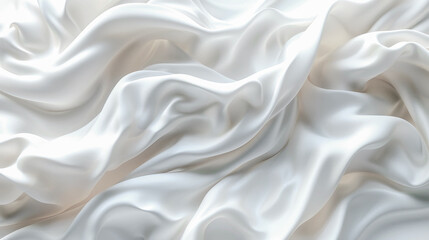 Fototapeta premium Waves of white fabric, with smooth folds and undulating patterns