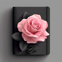 Elegant pink rose on black background