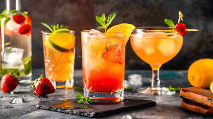 Colorful Cocktails and Mocktails with Fresh Ingredients