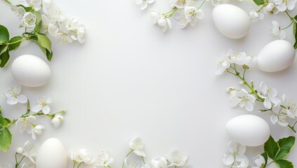 Fototapeta na wymiar Easter eggs and spring flowers