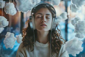 Cognitive Processes in Guided Relaxation Music: Improving Dream Quality and Mental Health through Brain Activity and Relaxation. - obrazy, fototapety, plakaty
