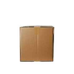 A cardboard box stands out against a transparent background