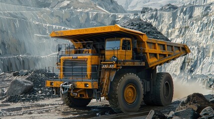 big yellow mining truck for coal anthracite