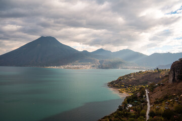 view of the lake atitlan in guatemala