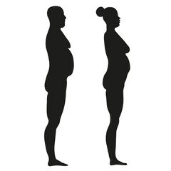 Overweight woman and man side