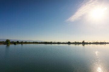 A beautiful lake shore view at lake Cahuilla, California.