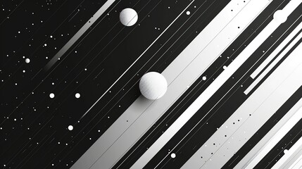 an abstract minimalist black and white background made of vector drawings of diagonal straight lines with circles on them, with traced lines and gradients 