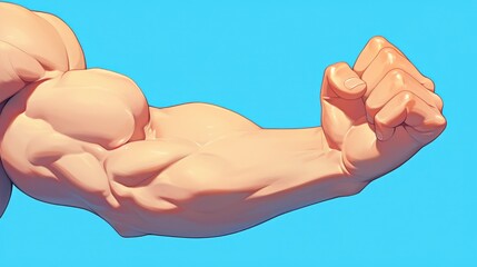 2d illustration of a hand gesture emoji featuring a flexed biceps icon