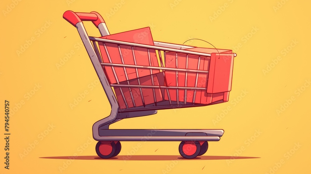 Wall mural cartoon illustration of a shopping cart icon for payment