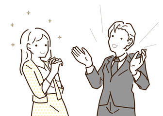 会話をする男女のイラスト